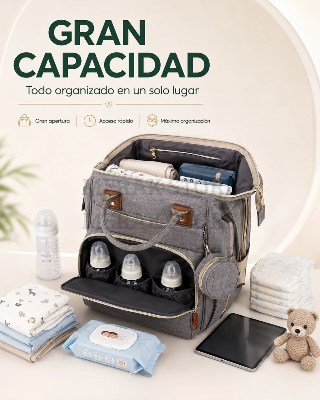 Bolso Pañalera Multiusos Con Cuna Portátil 💼👶